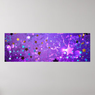 Purple foil background with Stars Poster