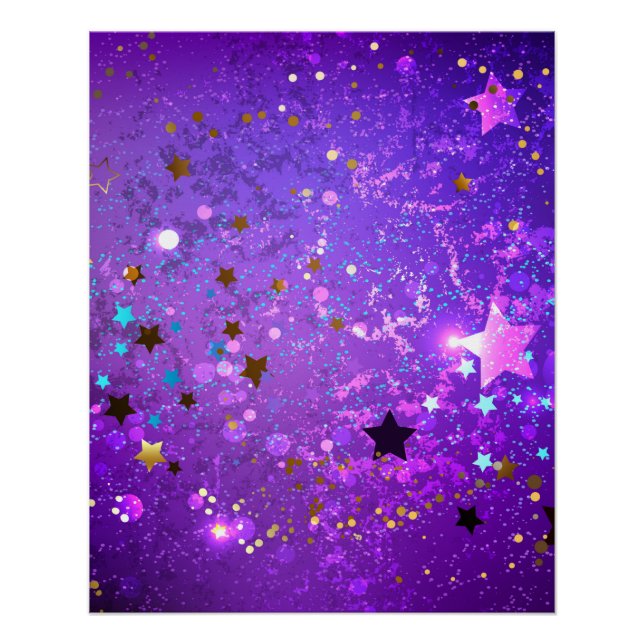 Purple foil background with Stars Poster (Front)