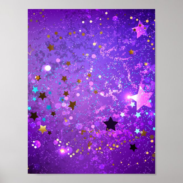 Purple foil background with Stars Poster (Front)