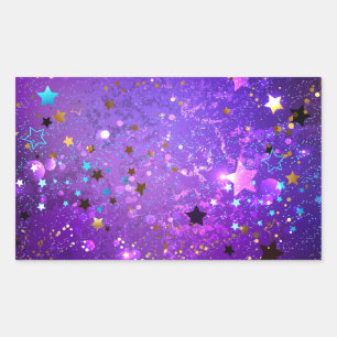 Purple foil background with Stars Rectangular Sticker