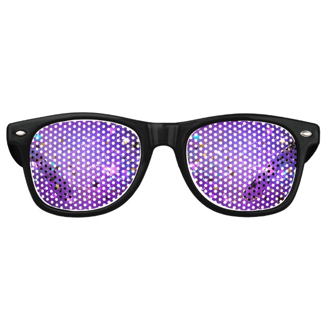 Purple foil background with Stars Retro Sunglasses (Front)