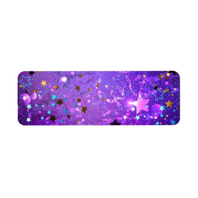 Purple foil background with Stars Return Address Label (Front)