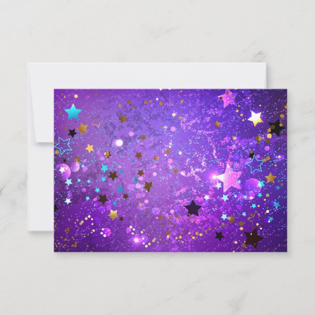 Purple foil background with Stars Save The Date (Front)
