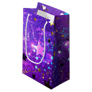 Purple foil background with Stars Small Gift Bag