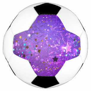 Purple foil background with Stars Soccer Ball