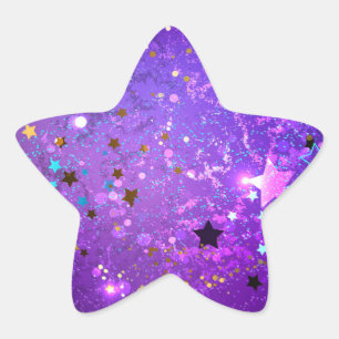 Purple foil background with Stars Star Sticker
