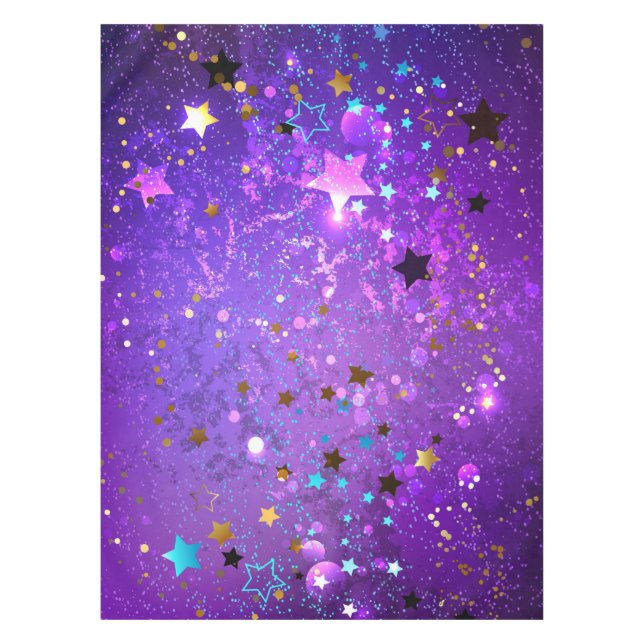 Purple foil background with Stars Tablecloth (Front)