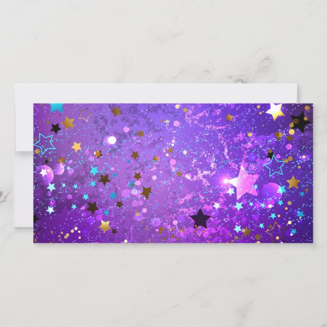Purple foil background with Stars Thank You Card (Front)