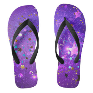 Purple foil background with Stars Thongs