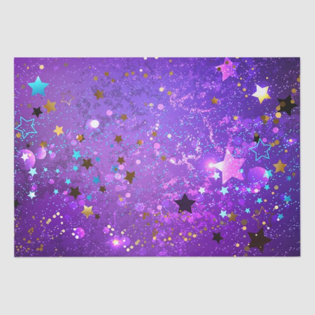 Purple foil background with Stars Tissue Paper (Front)
