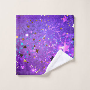 Purple foil background with Stars Wash Cloth