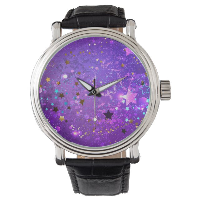 Purple foil background with Stars Watch (Front)
