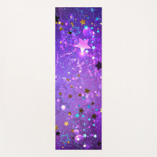 Purple foil background with Stars Yoga Mat