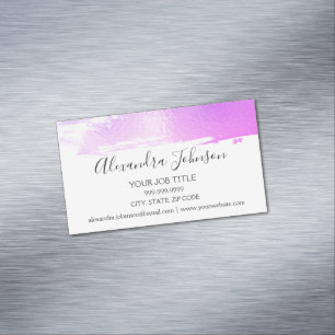Purple Foil Brush Stroke Modern and Elegant Magnetic Business Card