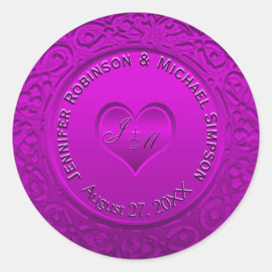 Purple Foil Look Classic Round Sticker