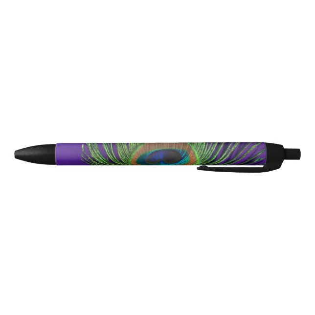 Purple Foil Peacock Black Ink Pen (Bottom)