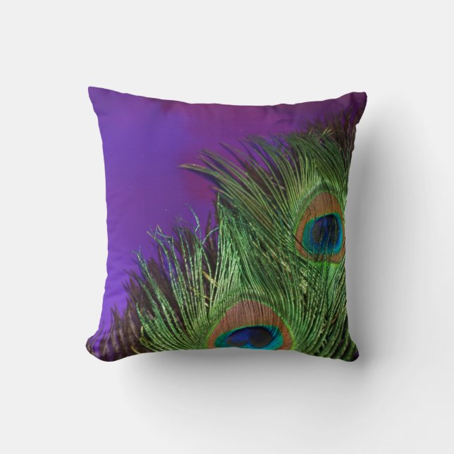 Purple Foil Peacock Cushion (Front)
