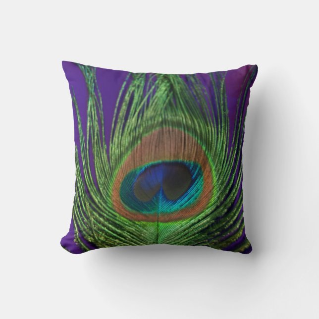 Purple Foil Single Peacock Cushion (Front)