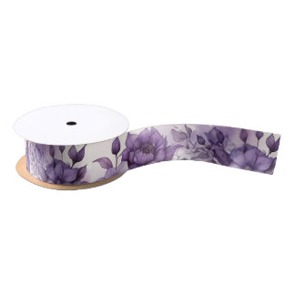 Purple Foliage Floral Arch Pagan Handfasting Satin Ribbon