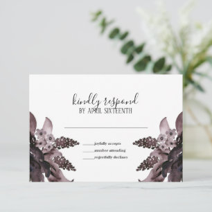 Purple Foliage Floral Gothic Pagan Handfasting RSVP Card