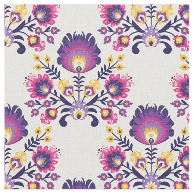 Purple folklore composition 2 fabric (Close Up)