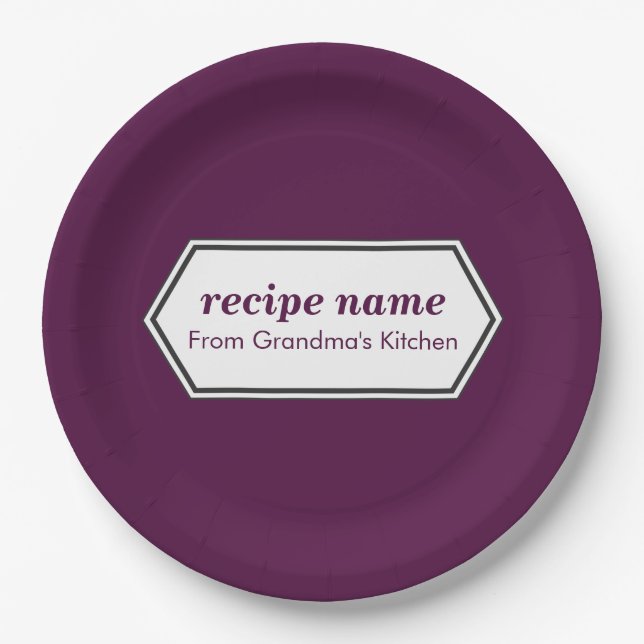 Purple Food Label Paper Plate (Front)