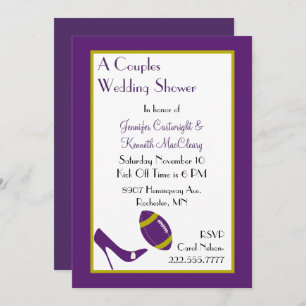Purple Football Couples Wedding Shower Invitation