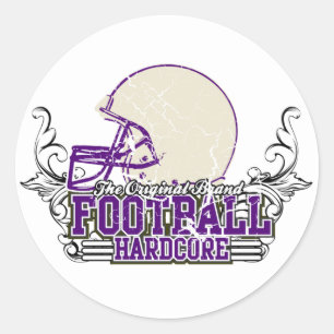 Purple Football Hardcore Tshirts and Gifts Classic Round Sticker