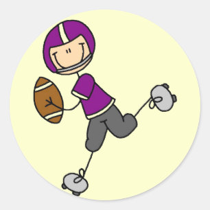 Purple Football Player Tshirts and Gifts Classic Round Sticker