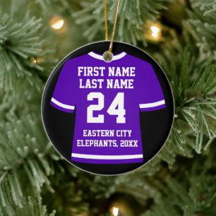 Purple Football Soccer Hockey Sports Jersey Ceramic Ornament