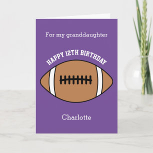 Purple Football Sport 12th Birthday Card