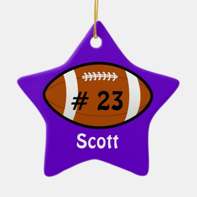 Purple Football Star Ornament (Front)