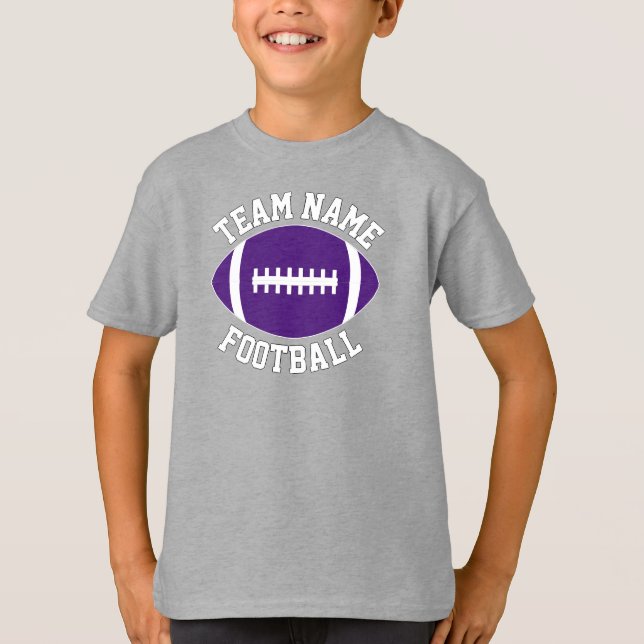 Purple Football Team Name, Player & Number Sports T-Shirt (Front)