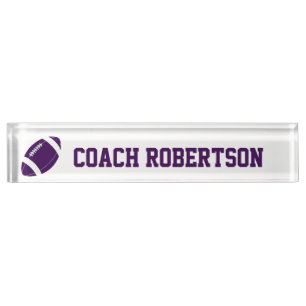Purple Football Themed Personalised Nameplate