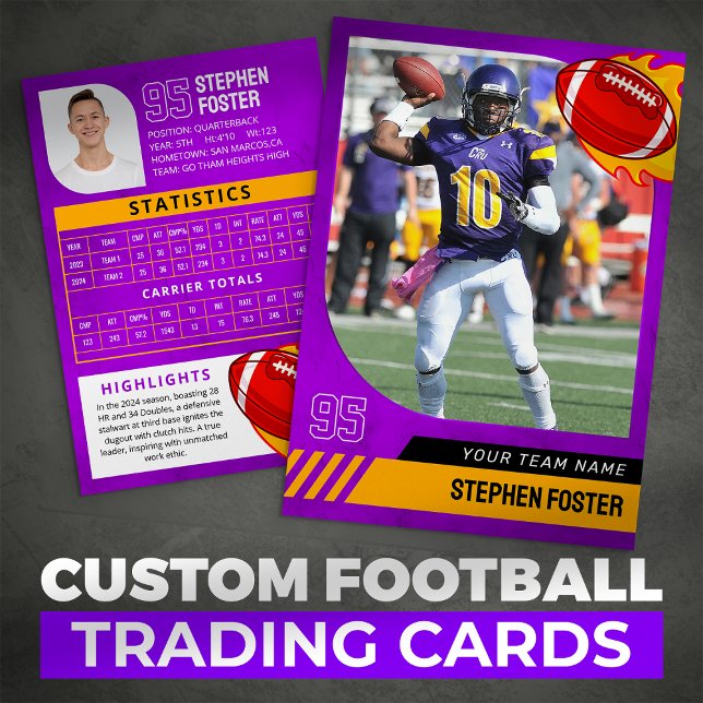 Purple Football Trading Card Sport Player Photo (Creator Uploaded)