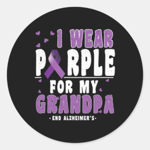 Purple For Grandpa Alzheimerheimer Heimers Awarene Classic Round Sticker