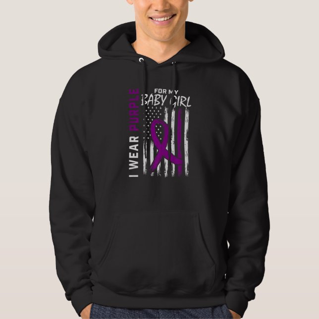 Purple For My Daughter Baby Girl Epilepsy Awarenes Hoodie (Front)