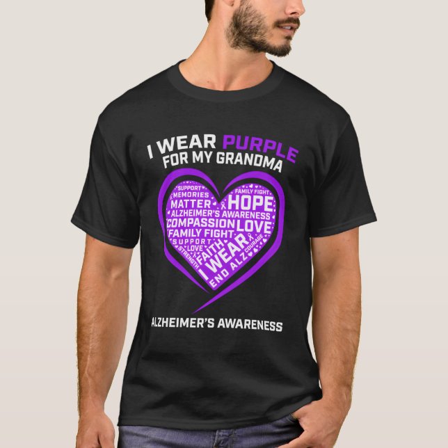 Purple For My Grandma Alzheimers Awareness Family  T-Shirt (Front)