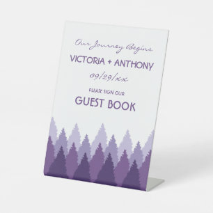 Purple Forest Range Woodland Wedding Pedestal Sign