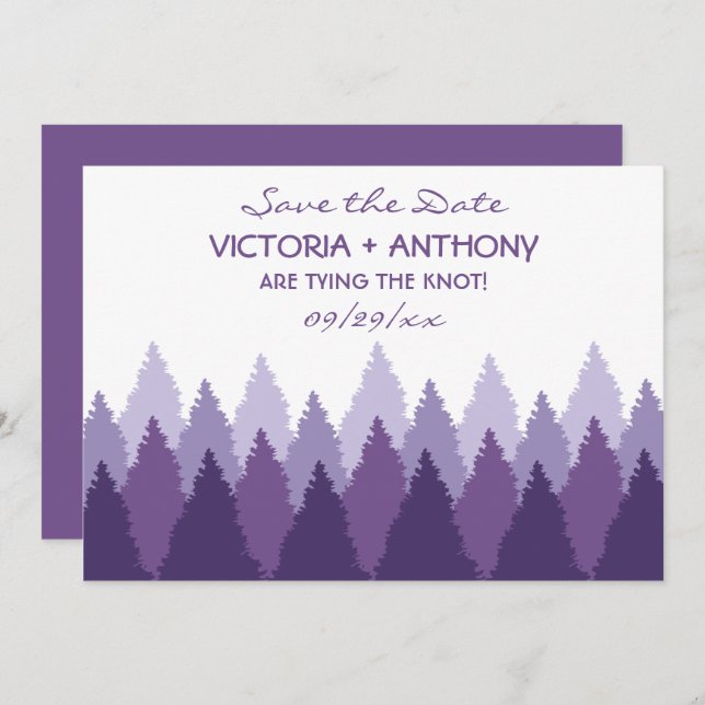Purple Forest Range Woodland Wedding Save The Date (Front/Back)
