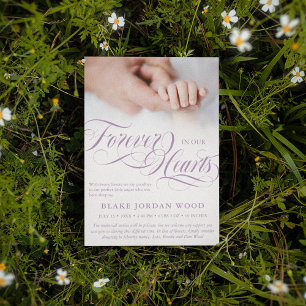 Purple Forever In Our Hearts Baby Girl Memorial Announcement