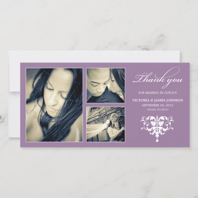 PURPLE FORMAL COLLAGE | WEDDING THANK YOU CARD (Front)