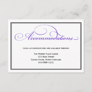 Purple Formal Wedding Accommodations Detail Card