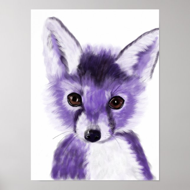 Purple Fox Nursery Painting Poster (Front)