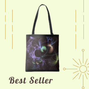 Purple Fractal Bulb Fantasy Curve Tote Bag