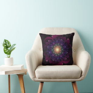 Purple Fractal Flower Cushion