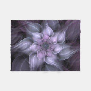 Purple Fractal Flower Fleece Blanket