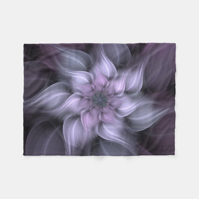 Purple Fractal Flower Fleece Blanket (Front (Horizontal))