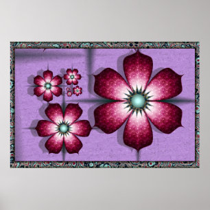 Purple Fractal Flowers Poster