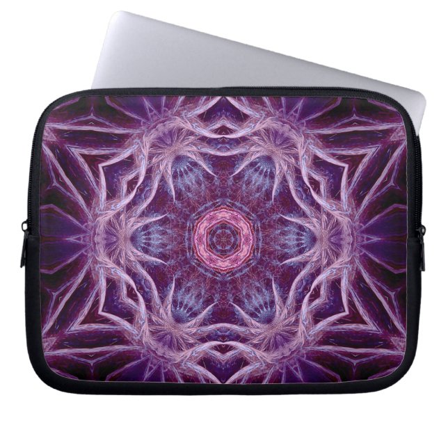 Purple Fractal Hexagon Star  Art Notebook Laptop Sleeve (Front)